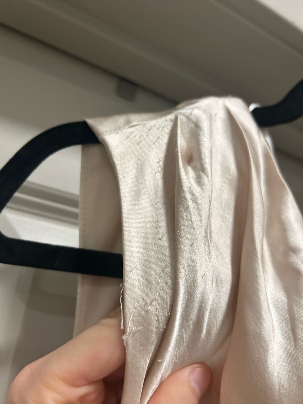 Elliatt Cassini One-Shoulder Satin Dress in Pearl/Light Tan - Picture 5 of 7